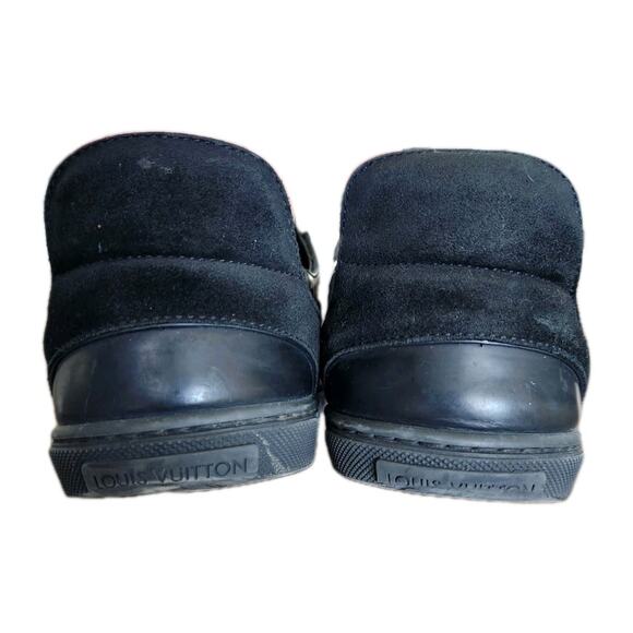 Louis Vuitton Graphite Black Damier Low Top Sneaker Leather Shoes Mens Size 6 - Picture 6 of 14